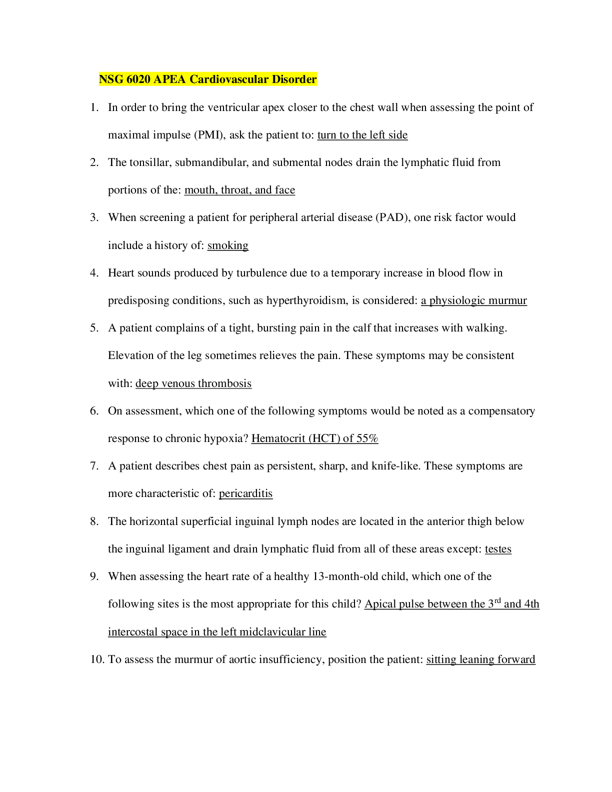 Preview image of NSG 6020 APEA Cardiovascular Disorder document